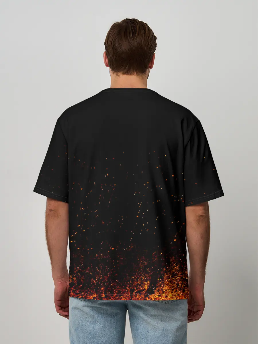 Мужская футболка оверсайз / ВОЛЕЙБОЛ!! Нишиноя в огне