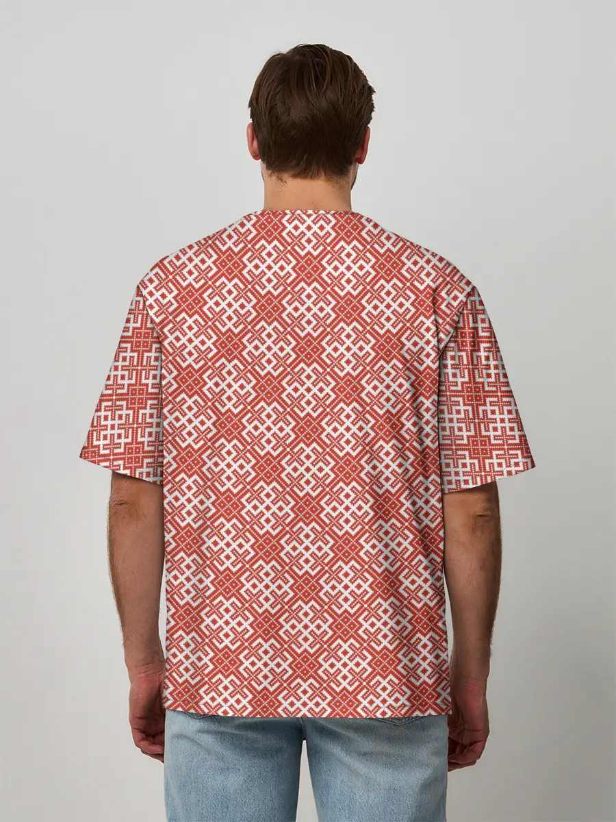 Мужская футболка оверсайз / Славянская Обережная Вышивка