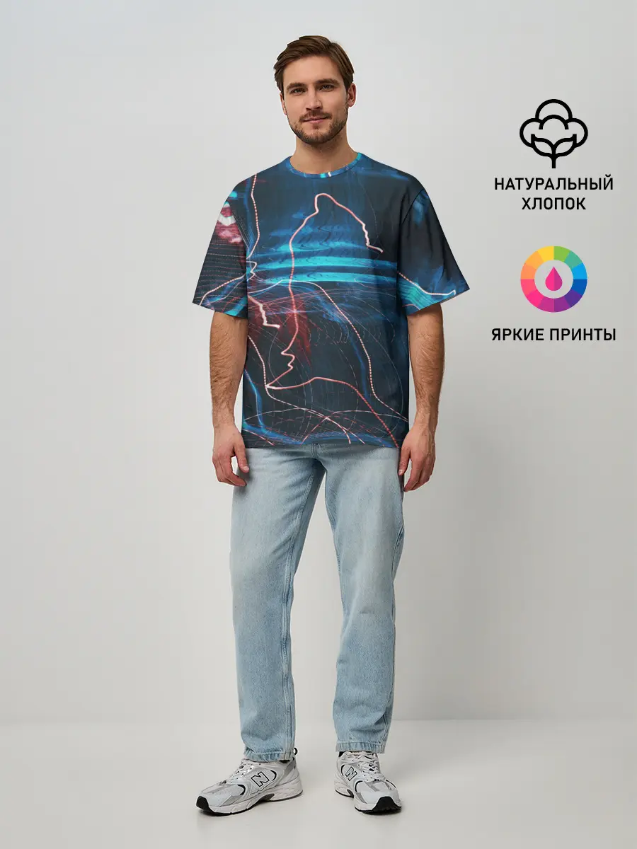 Мужская футболка оверсайз / Freeze Light digital art