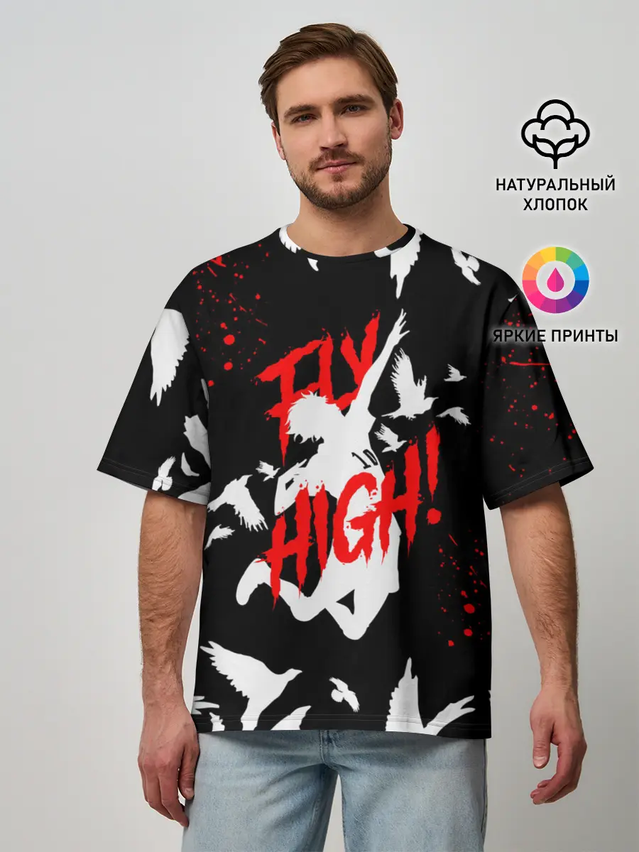 Мужская футболка оверсайз / Haikyu birds