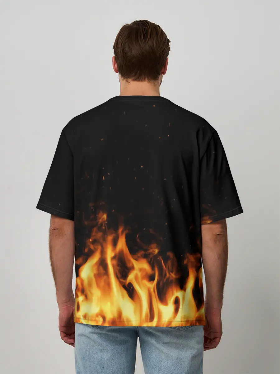Мужская футболка оверсайз / Огонь