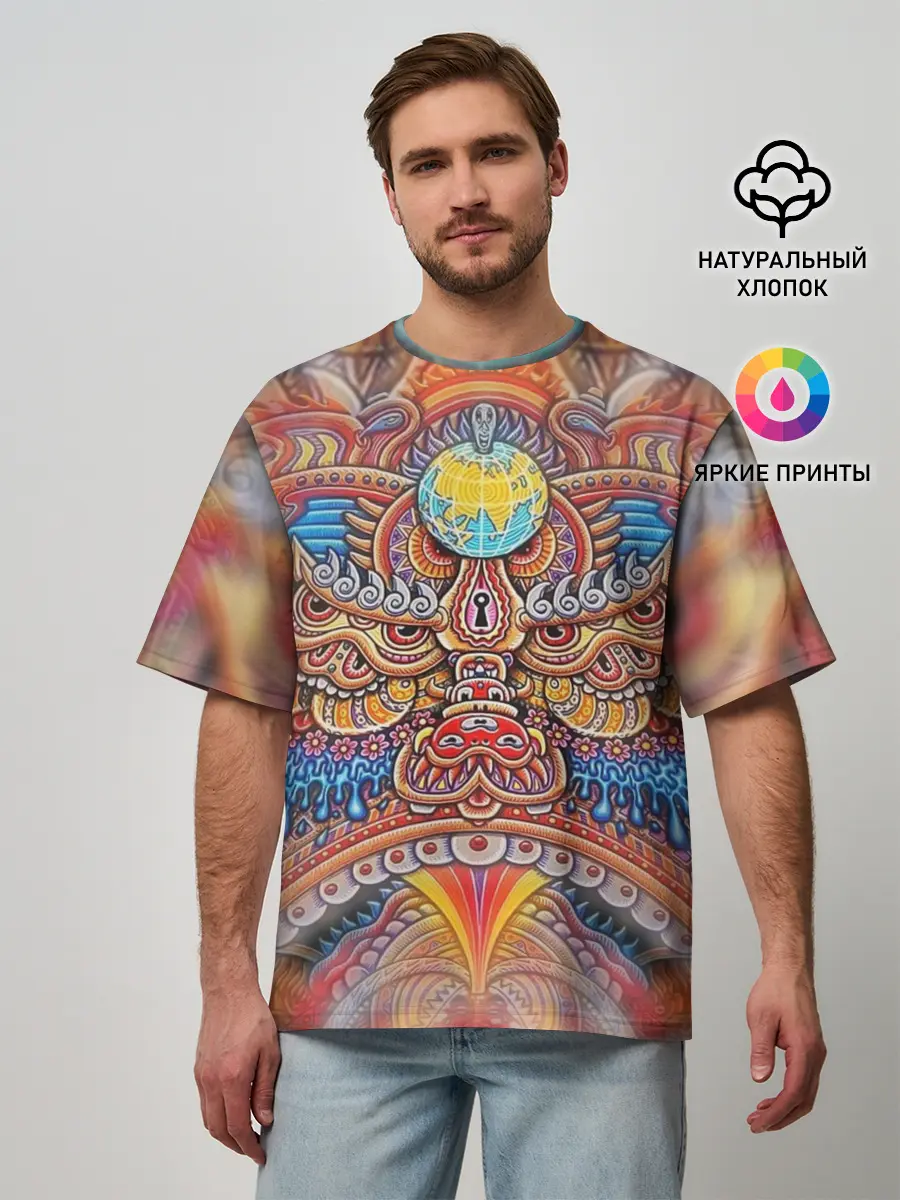 Мужская футболка оверсайз / Rising dragon