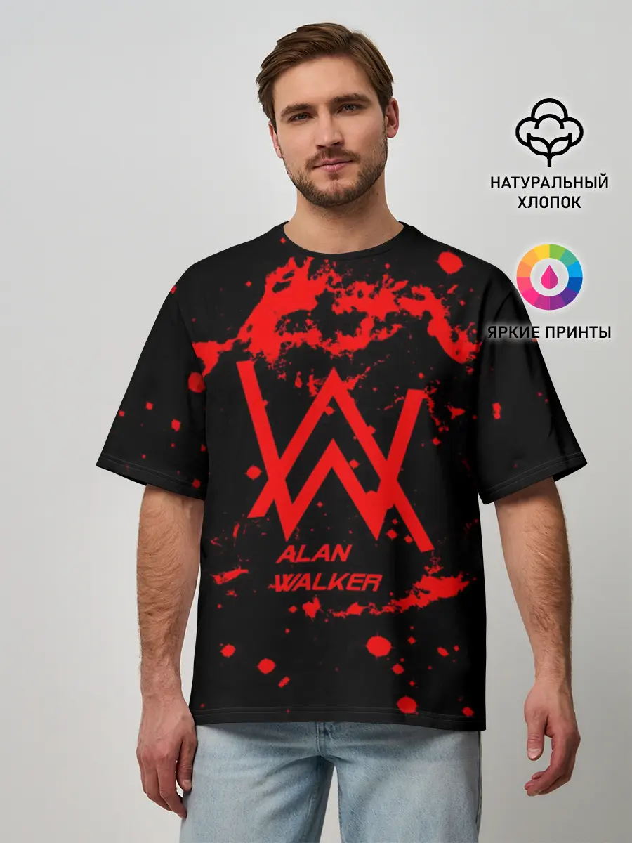 Мужская футболка оверсайз / Alan Walker music space
