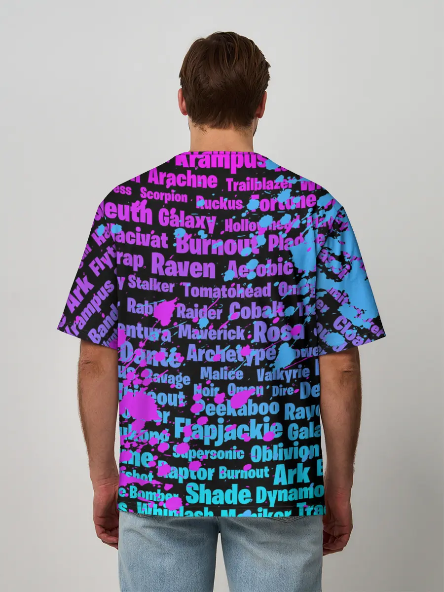 Мужская футболка оверсайз / Fortnite Names