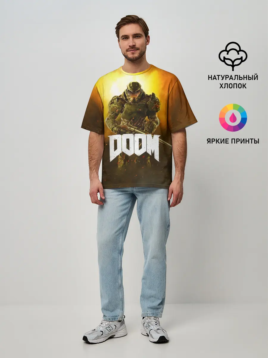 Мужская футболка оверсайз / DOOM 2016