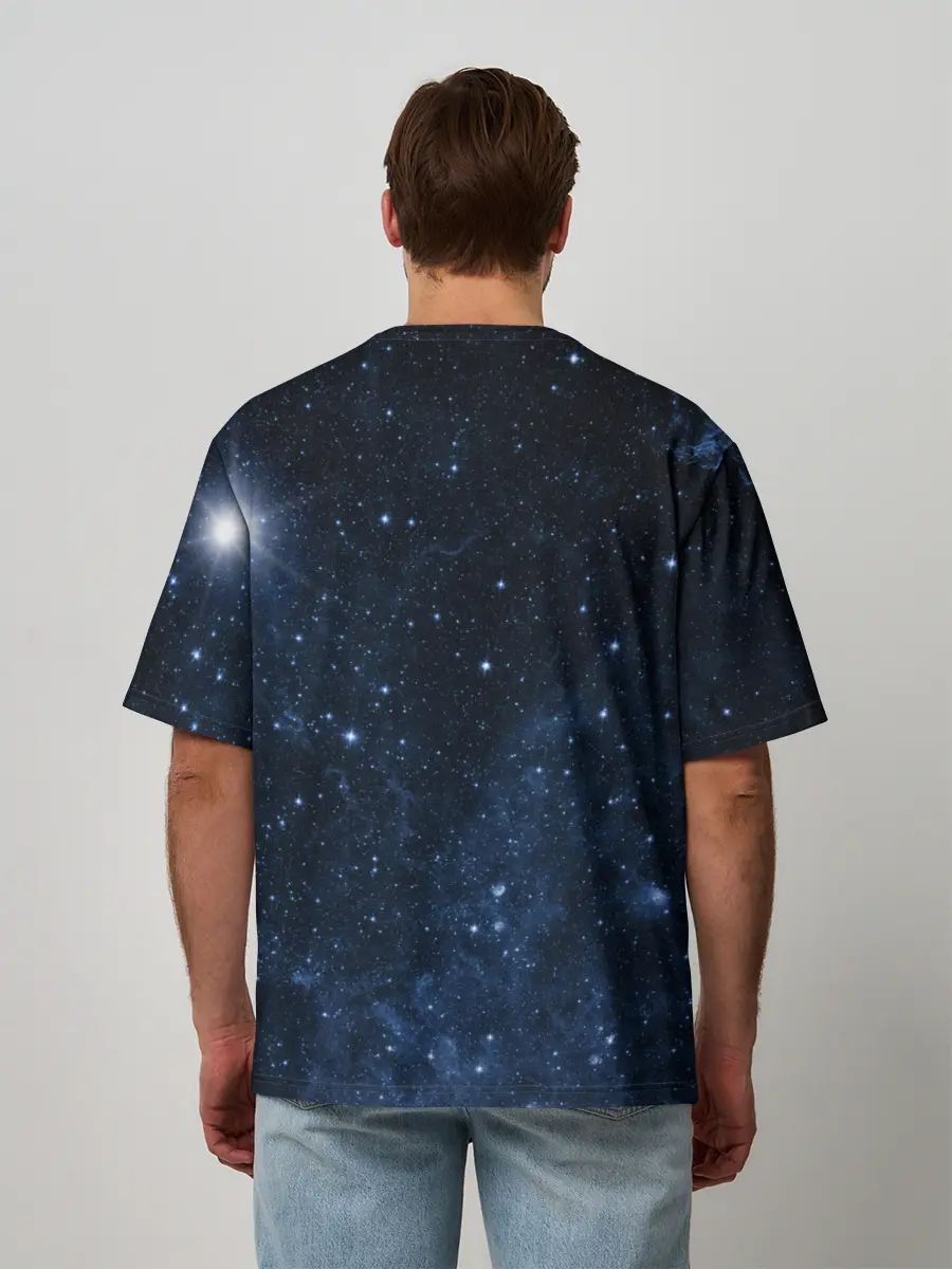 Мужская футболка оверсайз / Душа идущая в космос | Soul space