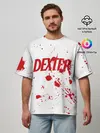 Мужская футболка оверсайз / Dexter logo Декстер брызги крови