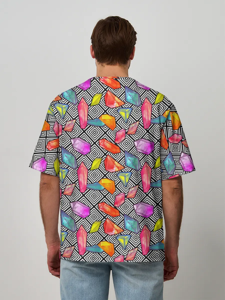 Мужская футболка оверсайз / Кристаллы