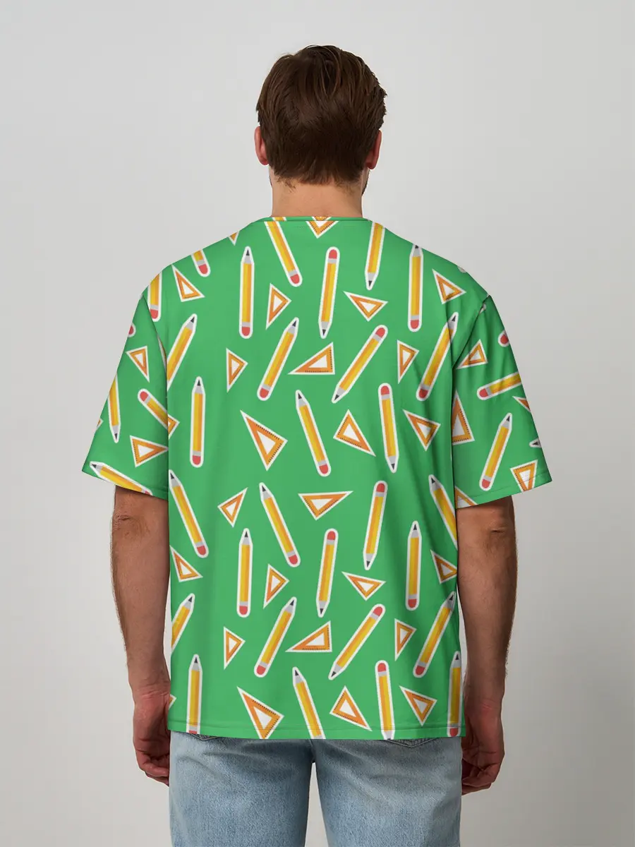 Мужская футболка оверсайз / Карандаш и линейка