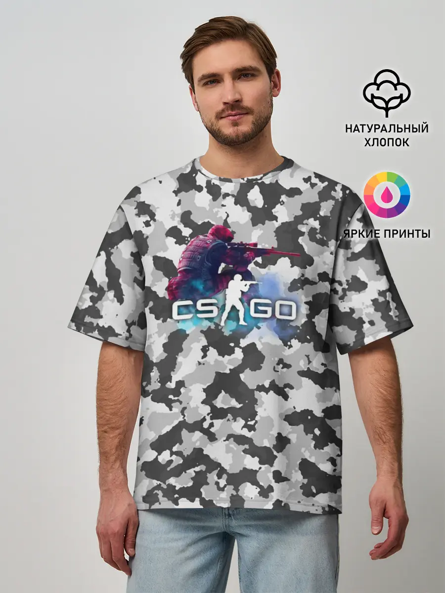 Мужская футболка оверсайз / Хэдшoт-CS:GO
