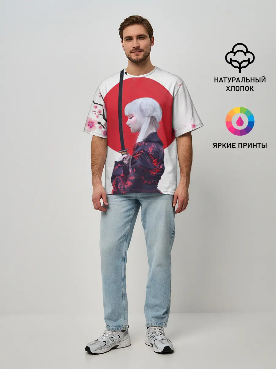 Мужская футболка оверсайз / Самурай