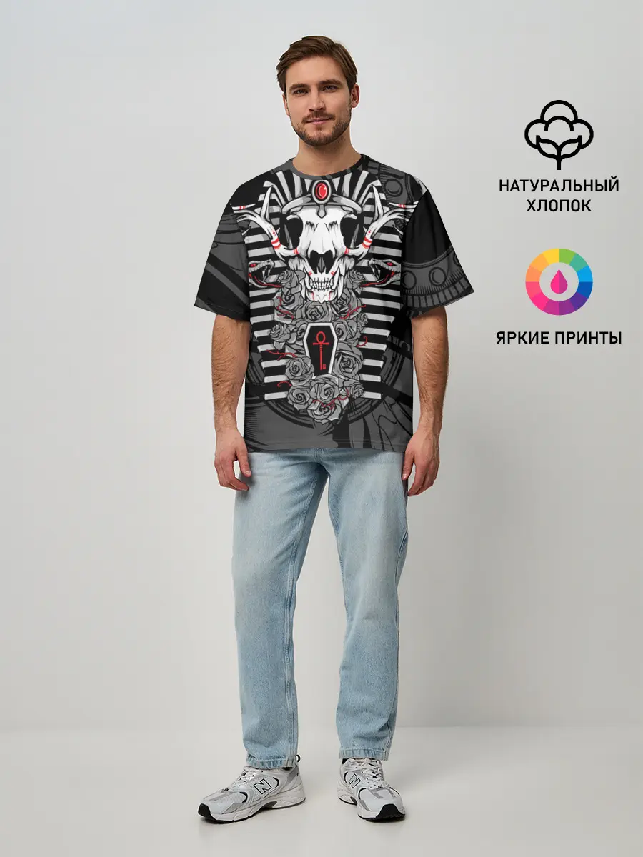 Мужская футболка оверсайз / Anubis - dead god