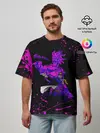 Мужская футболка оверсайз / Дзётаро указывает фиолетовые брызги