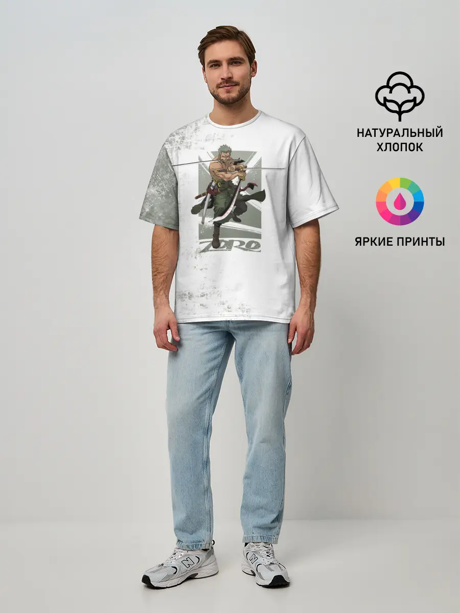 Мужская футболка оверсайз / Зоро One Piece. Большой куш