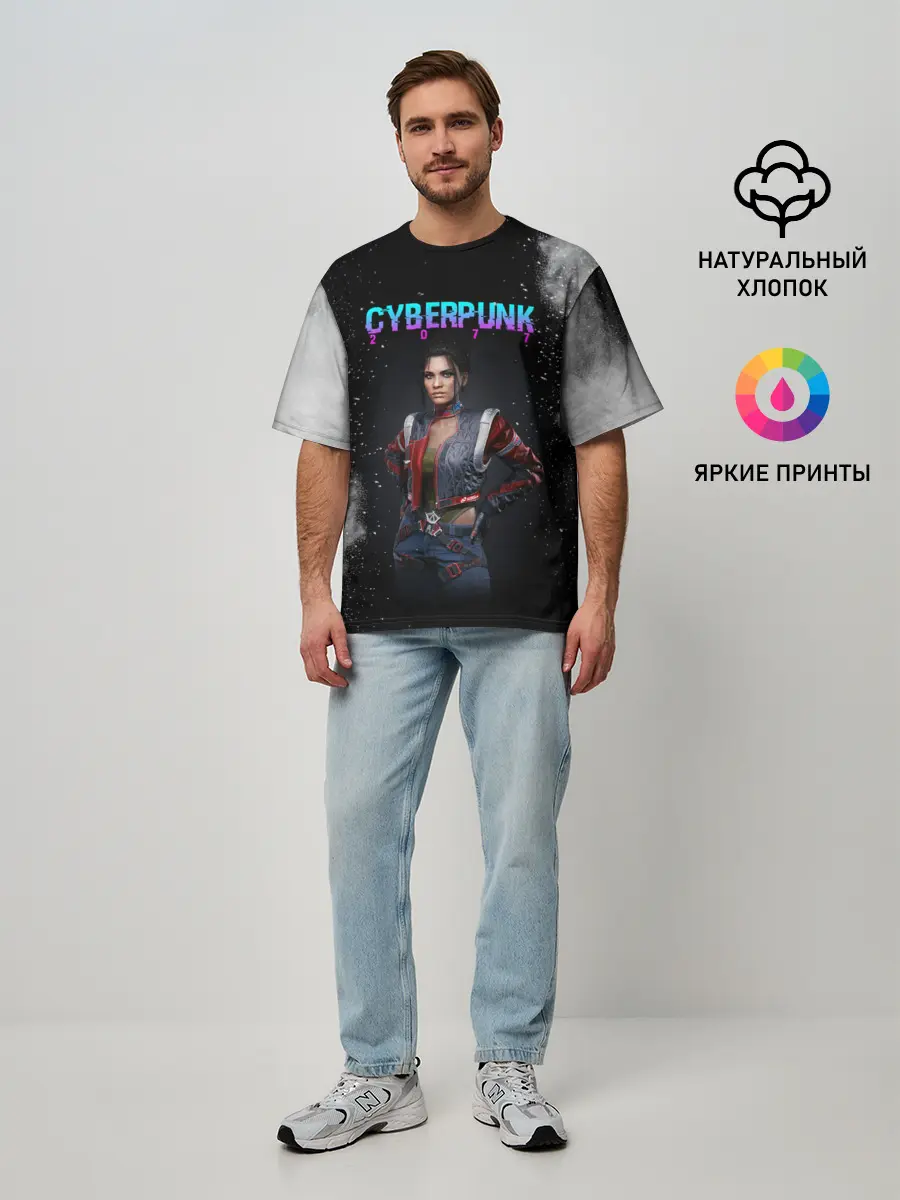 Мужская футболка оверсайз / Панам Палмер | КИБЕРПАНК 2077