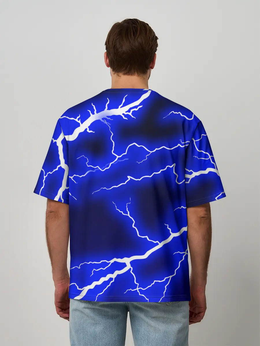 Мужская футболка оверсайз / СИНИЕ МОЛНИИ
