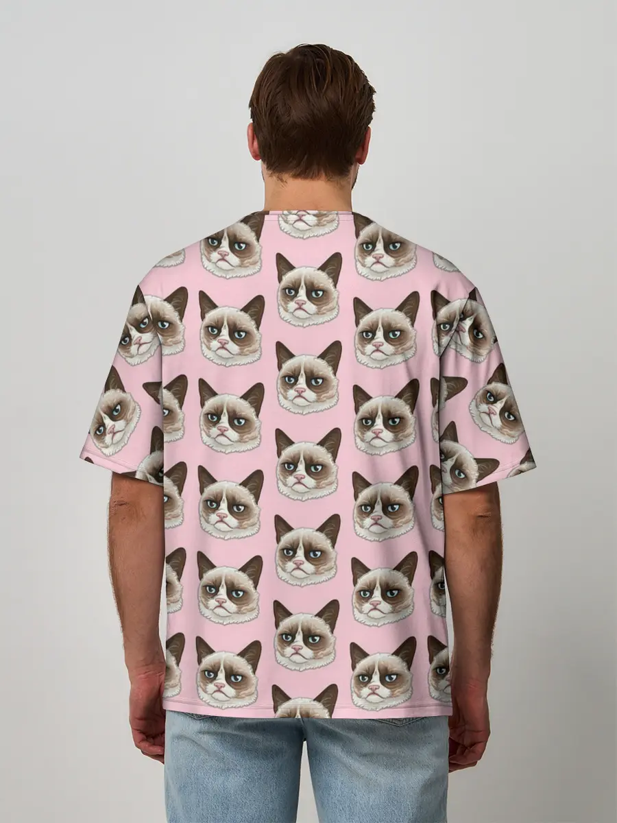 Мужская футболка оверсайз / Кот мемасик