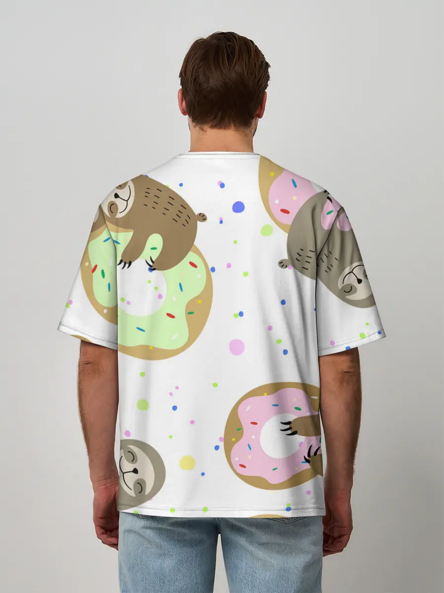 Мужская футболка оверсайз / Милый Ленивец