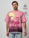Мужская футболка оверсайз / фламинго