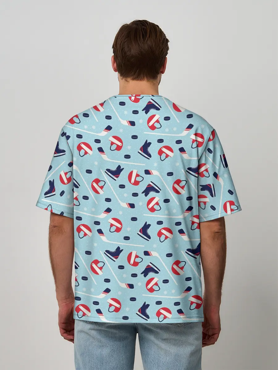 Мужская футболка оверсайз / Hockey Pattern
