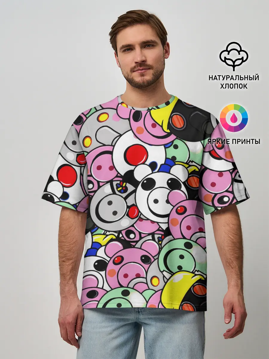 Мужская футболка оверсайз / ROBLOX PIGGY