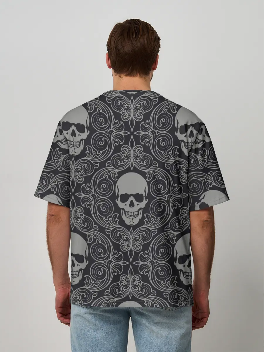 Мужская футболка оверсайз / Skulls