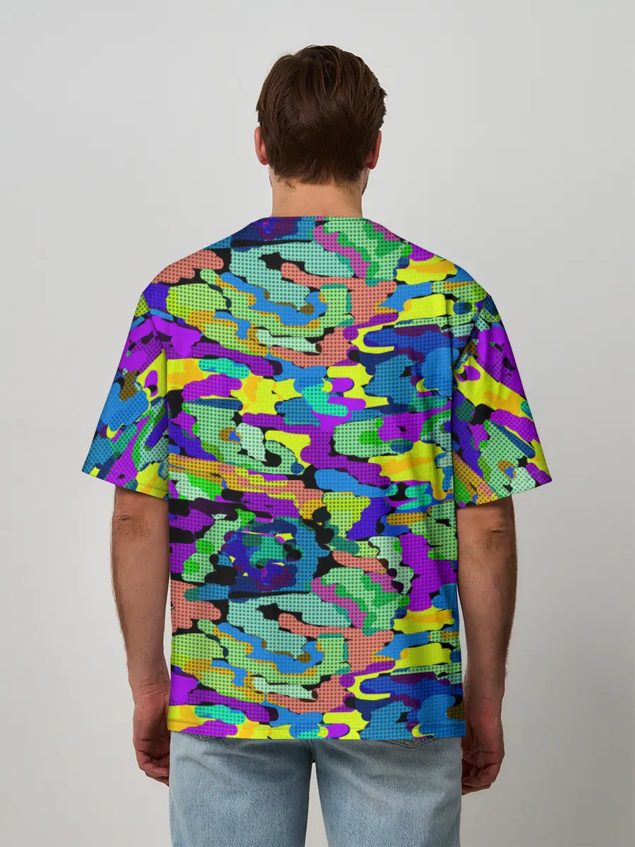 Мужская футболка оверсайз / Камуфляж в ярких тонах