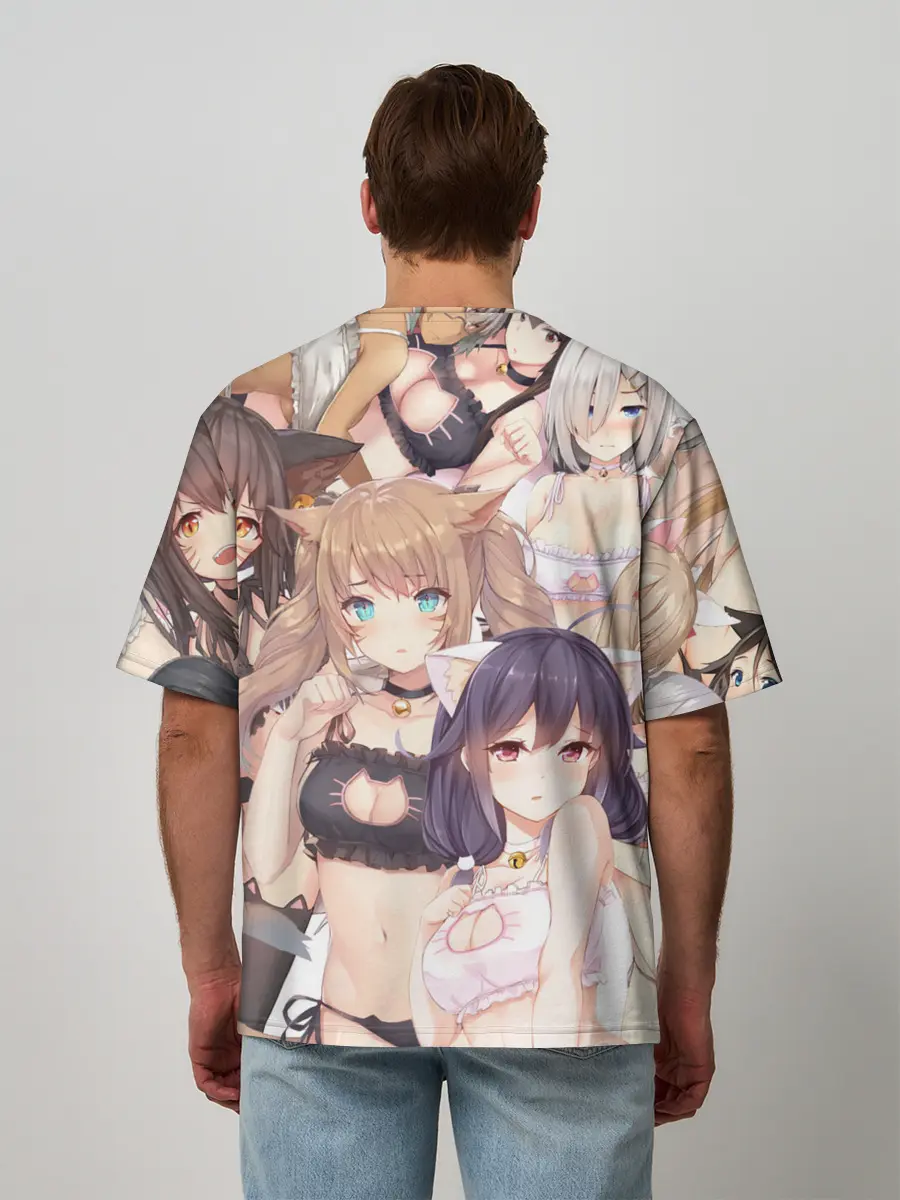 Мужская футболка оверсайз / Девушки в купальниках