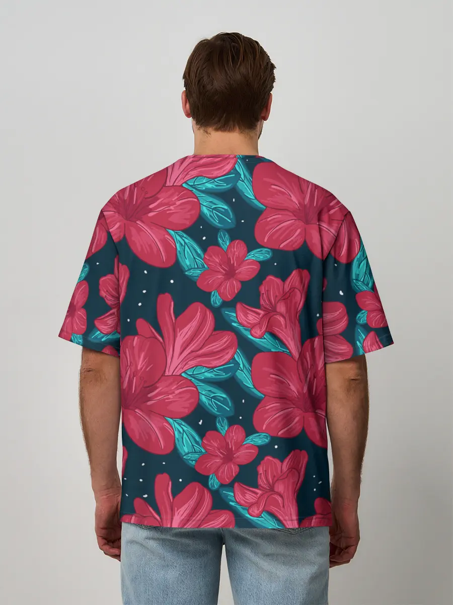 Мужская футболка оверсайз / Моника в цветах