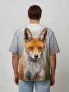Мужская футболка оверсайз / рыжая лисица