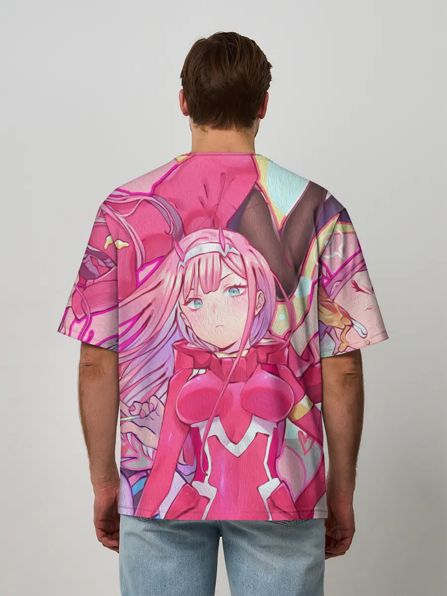 Мужская футболка оверсайз / ноль два разная