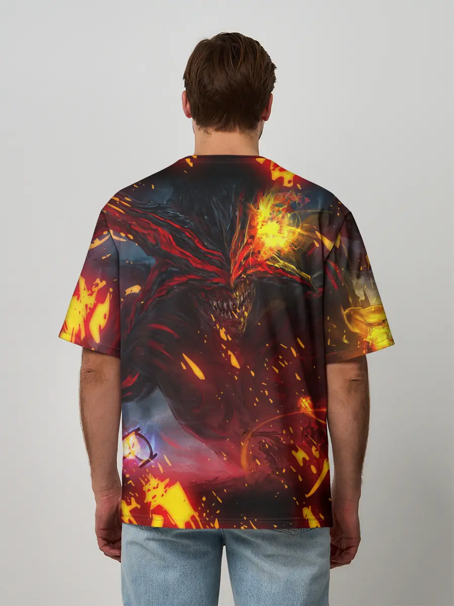 Мужская футболка оверсайз / Path of Exile | Fire Demon
