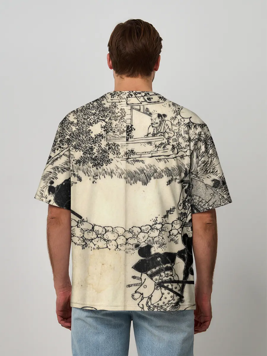 Мужская футболка оверсайз / Японская гравюра