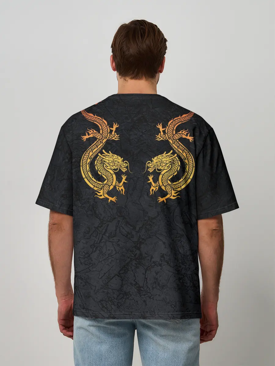 Мужская футболка оверсайз / GOLD CHINA DRAGONS