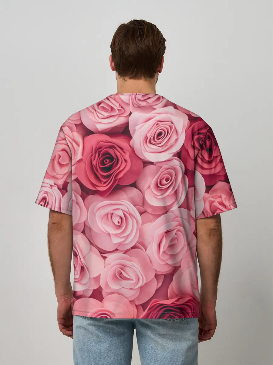 Мужская футболка оверсайз / Розовые Розы