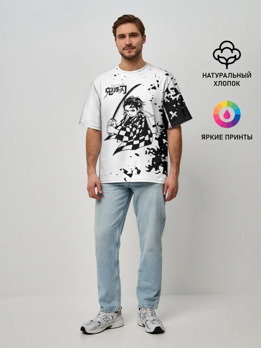 Мужская футболка оверсайз / Танджиро | Клинок, рассекающий демонов