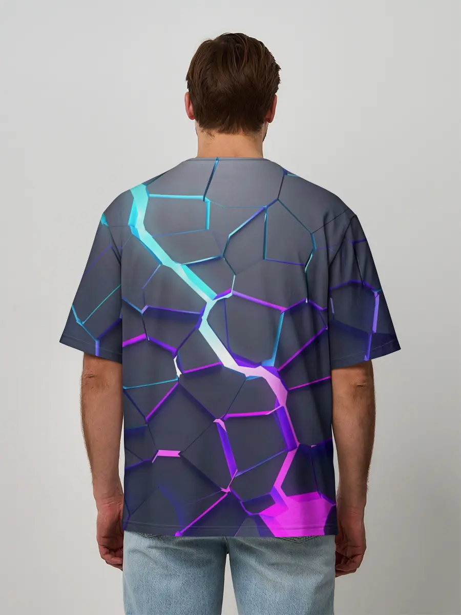 Мужская футболка оверсайз / НЕОНОВЫЙ РАЗЛОМ | 3Д РАЗЛОМ