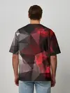 Мужская футболка оверсайз / Серо-красная абстракция