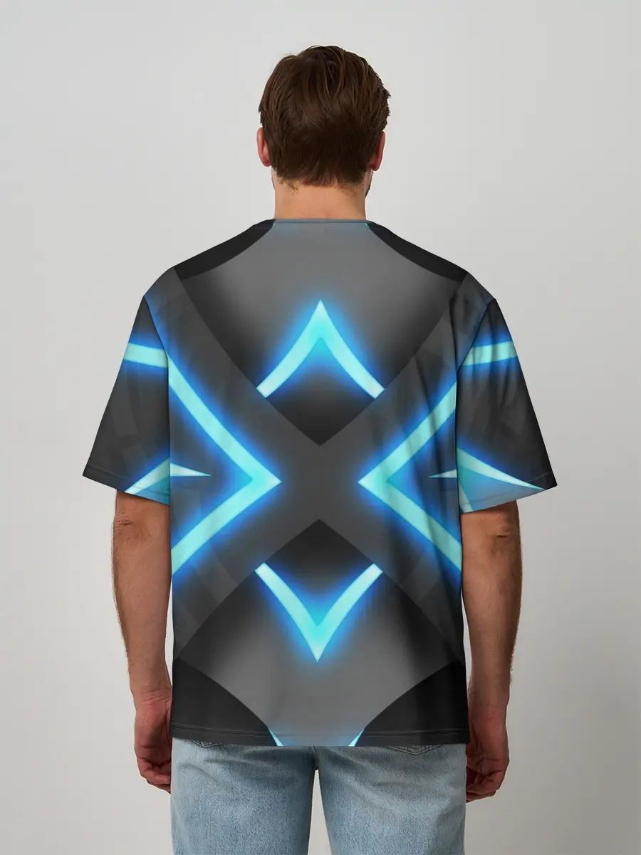 Мужская футболка оверсайз / НЕОНОВЫЕ СТРЕЛКИ 3D