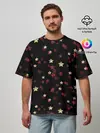 Мужская футболка оверсайз / Блестящие звезды на черном