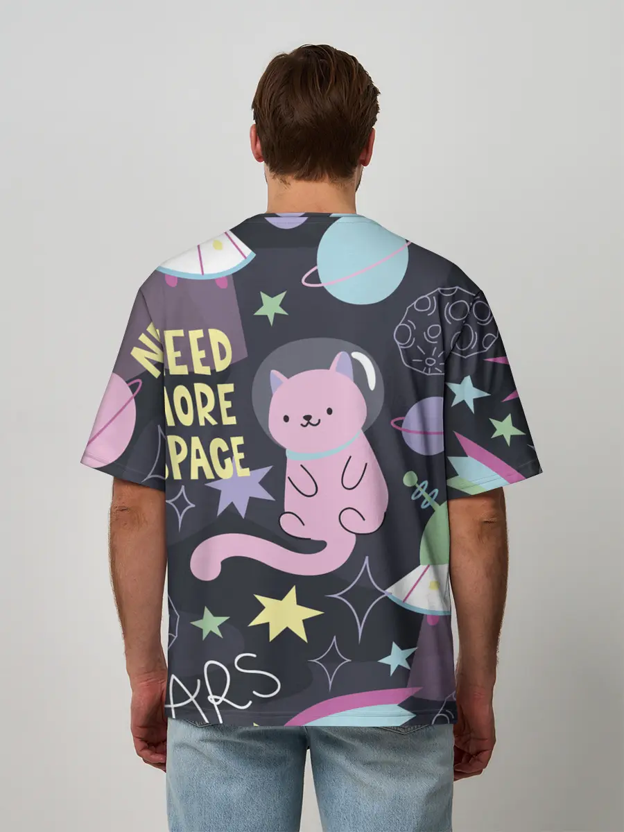 Мужская футболка оверсайз / Космический кот