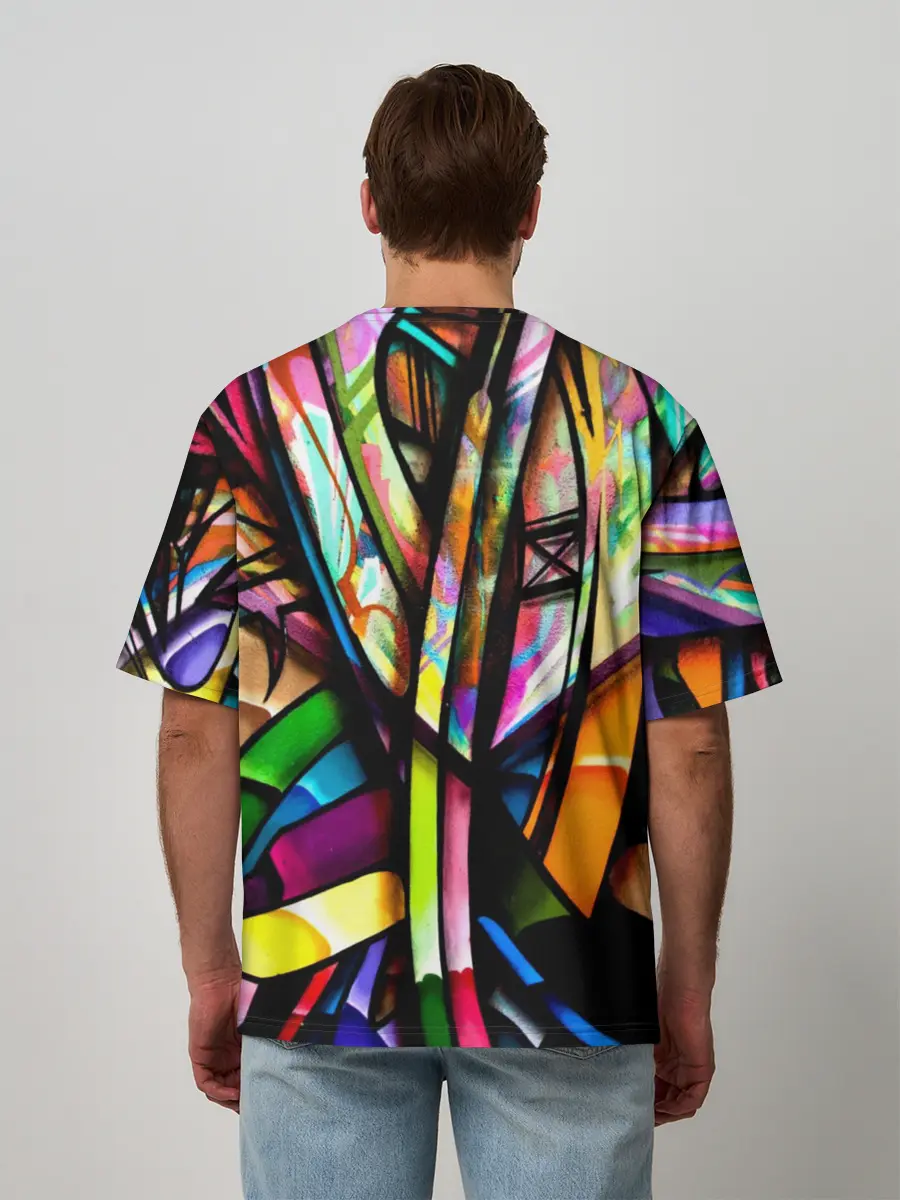 Мужская футболка оверсайз / Красочное граффити