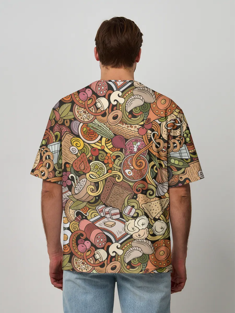 Мужская футболка оверсайз / Русская еда