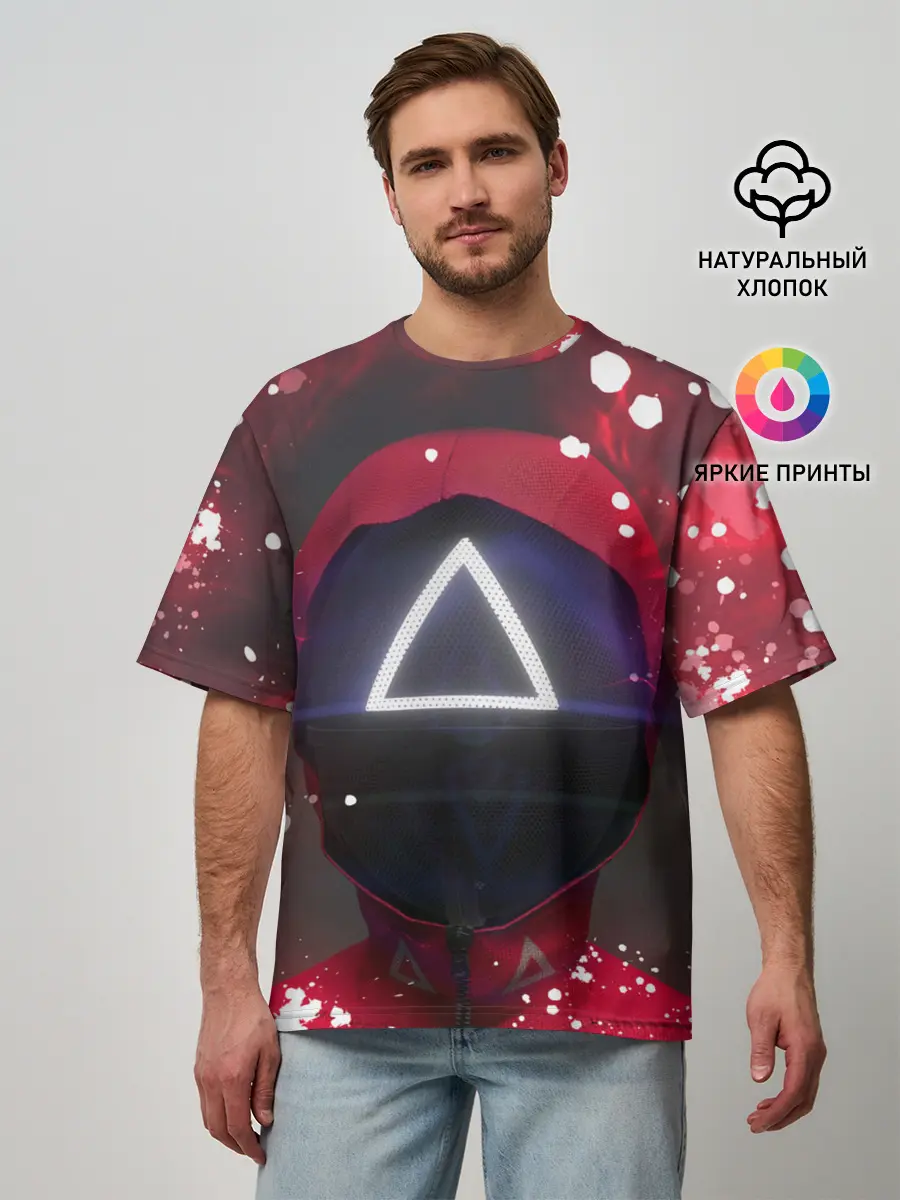 Мужская футболка оверсайз / ТРЕУГОЛЬНИК | ОХРАНА