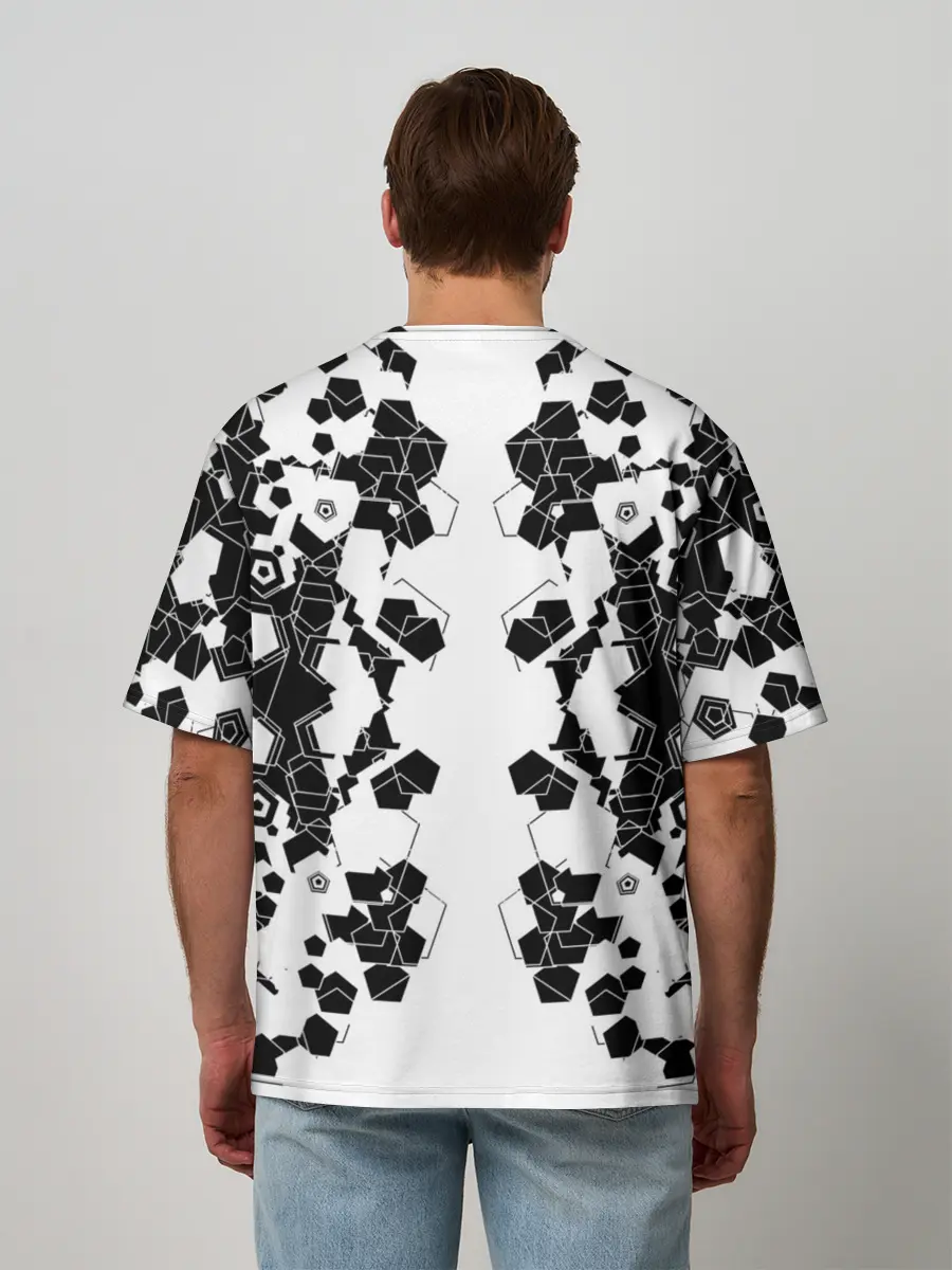 Мужская футболка оверсайз / пятиугольники абстракция