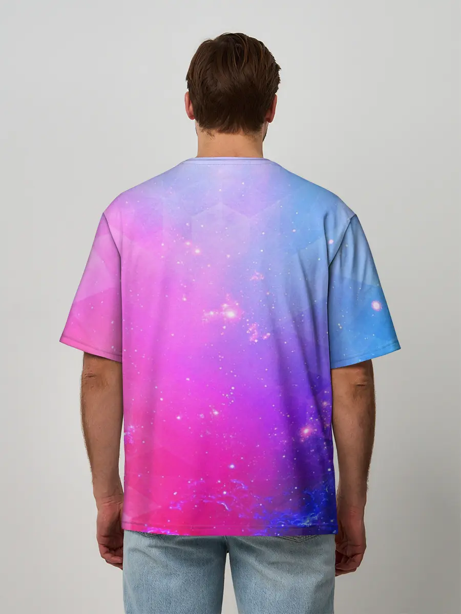 Мужская футболка оверсайз / Котик На Луне