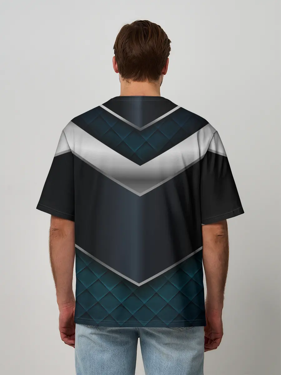 Мужская футболка оверсайз / 3D dark metal