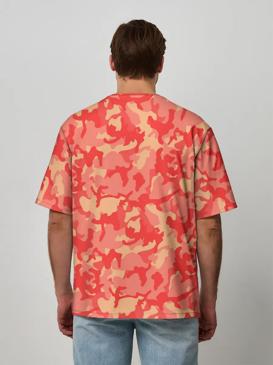 Мужская футболка оверсайз / Оранжевый камуфляж