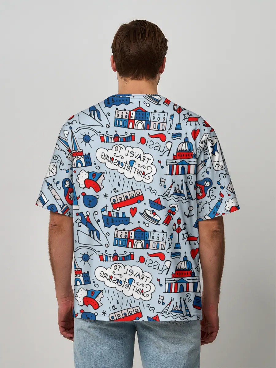 Мужская футболка оверсайз / Travel to Saint Petersburg