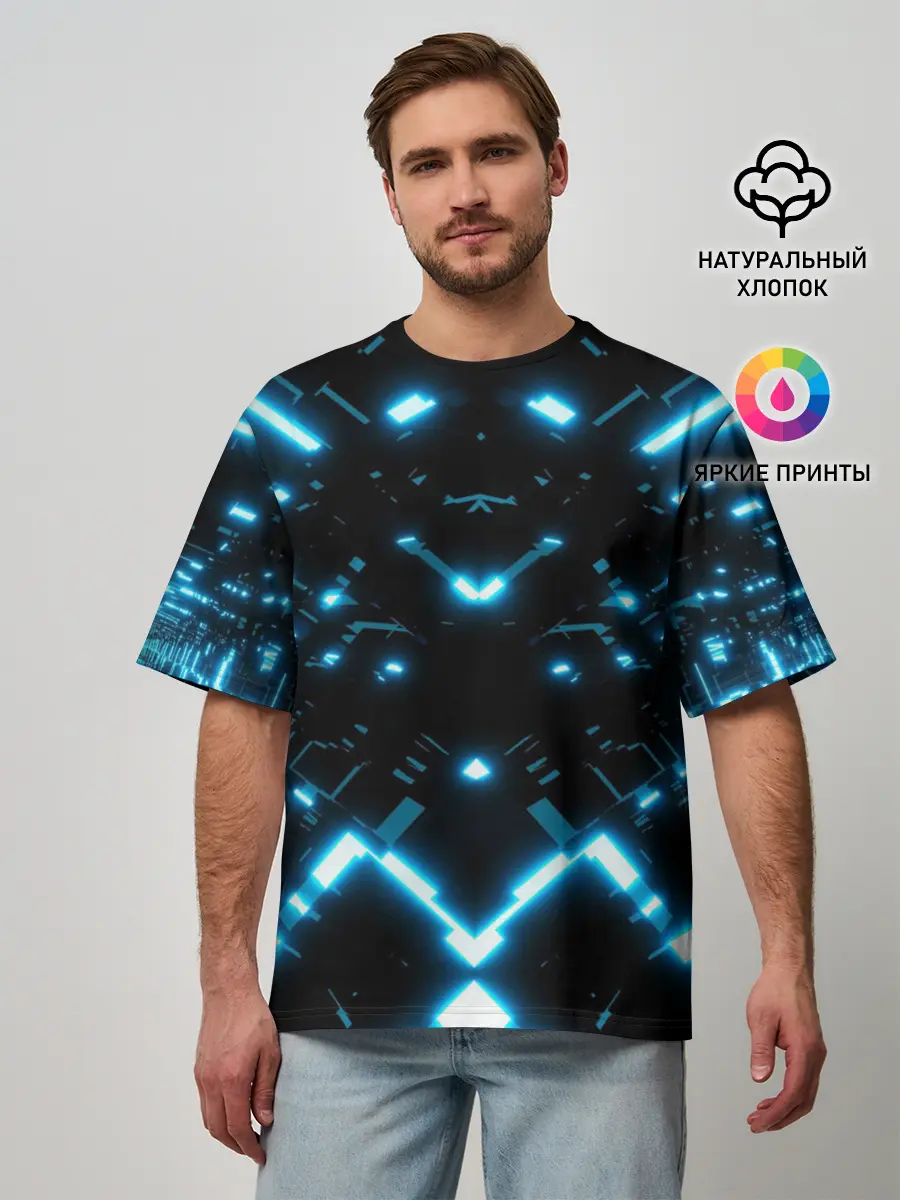 Мужская футболка оверсайз / Neon Lights